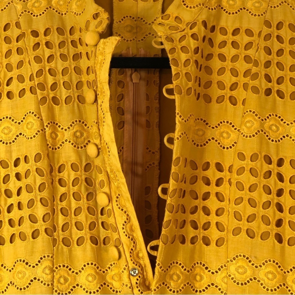 EYELET BRODERIE EMBROIDERY BUTTON MAXI TEA DRESS - Picture 3 of 14